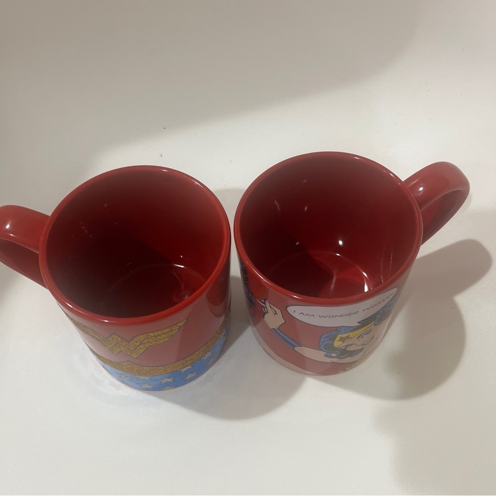 WONDER WOMAN Logo DC COMICS Super Hero Mug Coffee Cup 14oz Lot Of 2 - Picture 5 of 16